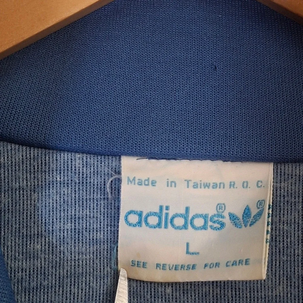 Vintage Adidas Track Jacket Blue Trefoil Logo Full Zip Mens Large Made in Taiwan